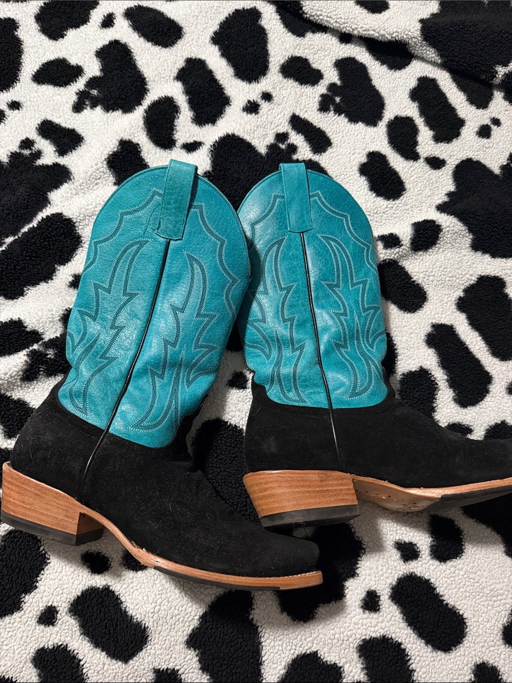 Macie Bean Turquoise and Black Western Moto Boots
